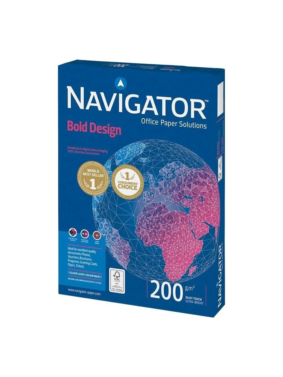 Navigator 4 Adet Navigator A4 Beyaz Fotokopi Kağıdı 200 gr 1 Paket (150 Sayfa)